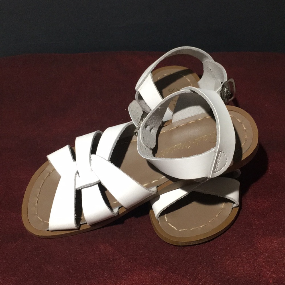 Girls Saltwater Sandals by Hoy -White Leather